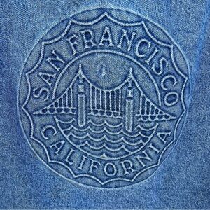 VTG Three Rivers San Francisco Denim Trucker Jacket Embossed Golden Gate Small